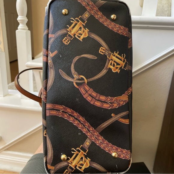 Lauren Ralph Lauren Dark Brown/Brown Equestrian Print Tote Bag - Picture 5 of 13
